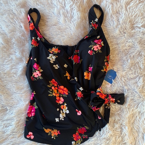 Lands End Black and Floral Tankini Top - Picture 15 of 16